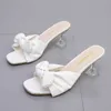 Sandals Women Shoes High Heeled Slippers Thick Bow Mules Elegant Butterfly Knot Cut Out Slides Ytmtloy Summer Zapatillas Mujer Casa 230322