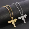 Hänghalsband Hiphop Gold Color Gun Necklace Pistol Unisex Maxi Submachine för män/kvinnor Hip Hop -smycken