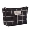 Kosmetiska väskor KF-2 PCS Kvinnor Plaid Bag Makeup Handväska Kvinnlig dragkedja Purse Liten Make Up Black Grey Arrow