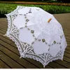 Spetsparasol paraply bröllop paraply elegant bomull broderi elfenben battenburg