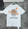 Ch lüks tişört moda kadın marka üstleri tees erkek kadın sanskrit mektup kısa kollu at nalı çift tişörtler tasarımcısı polos tişörtler çapraz unisex tee 75ny