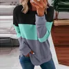 Felpe con cappuccio da donna Top a maniche lunghe primaverili Maglietta da donna Felpa O Collo Pullover allentato casual Abbigliamento a righe