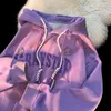 女性のパーカースウェットシャツ婦人桜の花の刺繍Y2Kハラジュクレタールーズトレンドプルオーバージャケットカップル冬230325