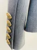 Trajes de mujer Blazers ALTA CALIDAD est 2023 Chaqueta de diseñador Cuello chal Botones de león Blazer delgado con doble botonadura Gris pálido 230325