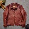 Men's Leather Faux Yrvintage Style Genuine Leather Jacketluxury Quality Oil Goatskin Coatbrand Clothno forro 230325