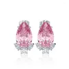 Boucles d'oreilles Huitan magnifique larme CZ mariée mariage fiançailles accessoires rose/bleu femmes élégantes bijoux de mode