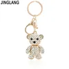 Keychains JINGLANG Gold Color Metal Lobster Clasp Keyring Dangle Crystal Panda Animal For Women Luxury Handbag Jewelry