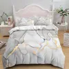 Bedding conjuntos de roupas de mármore Conjunto de cama KingQueen Tamanho cinza Gary Gold Marble Duvet Cover adultos adultos modernos artes abstrato tie corante gótico tampa de colcha macia 230324