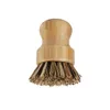 Bambu skålborstar, kök trärengöringskrubber för tvätt av gjutjärnspanna/kruka, naturliga sisal borst RRA