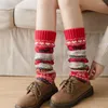 Women Socks Autumn Winter Warm Long Girl Foot Cover Knitted Wool Boots Christmas Snowflake