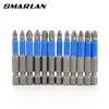 SMARLAN 12pcs Anti Non-slip Screwdriver Bit Set S2 Alloy Steel Magnetic Electric Impact 50mm PH1/PH2/PH3/PZ1/PZ2/PZ3