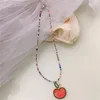 Pendentif Colliers Été Style dessiné à la main Série de fruits Mélange de couleurs Collier de perles Apple Avocat Pastèque Plastique Fille Femmes