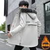 Men's Jackets Winter Warm Thick Fleece Parkas Waterproof Hooded Fur Collar Jacket Coat Autumn Fashion Casual Long 230325