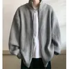 Herrtröjor 2023 Spring Fashion Men tröja Cardigans Casual Stand Collars tröja Tide dragkedja Loose Grey