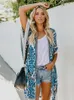 Damen-Bademode, Bikini-Vertuschungen, Damen-Sommer-Boho-Cardigan, lässiger langer Pareo, weiblicher Strand-Badeanzug, Retro-Druck, lockeres Kurzarm-Oberteil 220325