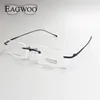 النظارات الشمسية إطارات نظارات النظارات النقية Rimless Pantical Frame Prescription Pciptacle Offrics للوجه الواسع مع معبد طويل 145 مم 230325