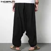 Męskie spodnie Inderun Men Harem Pants Cotton Streetwear Joggers Solid Color Pants Nepal Drop-Crottle Spodery Mężczyźni luźne spodnie plus size W0325