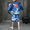 Active Sets Summer Men Yoga Tai Chi Martial Arts Set Kimono Chinese Style Loose Cool Open Front Jacket Pant Jogger Outfit Casual Workout