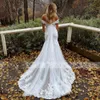 Elegant Mermaid Wedding Dress Off the Shoulder Bridal Gowns Lace Applique Chapel Train Ruched Neck Garden Robe de Mariage