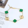 Fashion Classic Chain Four Leaf Clover Charm Bracelets Bangle Chain 18K Gold Agate Shell Mother-of-Pearl for Women&Girl Wedding Mother' Day Jewelry Women gifts