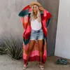 Damenbademode TEELYNN Kimono Cardigan Cover Ups Frauen Robe Rayon Baumwolle Druck Strandkleidung Boho Sommer Lange Bluse Übergröße Vestido Para Playa 220325