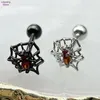 Burun Halkaları Saplamalar 1pc Gotik Örümcek Web Çelik Dil Piercing Saplama Erkekler Serin Punk Rock Barbell Visik 230325