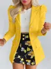 Zweiteiliges Kleid, Rock, Anzüge, Frühling, Sommer, bedruckt, Prinzessinnenärmel, kurz, schmal geschnitten, 2 Blazer und Jacken, Mäntel 230324