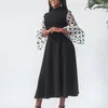 Casual Dresses Elegance Vintage Dress Polka prickar Flare Sleeve Fit och Midi för kvinnor Prom Party Birthday Evening Summer Fall 2023