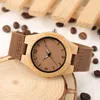 Wristwatches Creative Watches Women Genuine Leather Band Bamboo Case Lady Wrist Watch Wooden Light Yellow Dial Modern Female Clock Xmas Gift