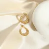 Hoop Earrings Waterproof 18k Gold Plated Stainless Steel Glass Stone Croissant For Women Regalo De Joyas Para Mujeres Gift