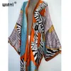 Swimwear femminile Winyi Summer Women Cardigan Stitch Cocktail Sexy Boho Maxi African African Holiday Batwing Sleeve Sensazione di seta Kimono Kaftan 220325