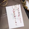 Stud Earrings SJVSE-12 Bohemian Handmade Colorful Irregular Stone Tassel Long Drop For Women Fashion Statement Dangle Pendientes