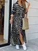 Casual Dresses ZANZEA Party Vintage Leopard Robe 2023 Autumn Long Sleeve Maxi Vestidos Fashion Oversized Women Shirt 1 230325