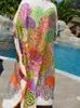 Dameszwemkleding Boheemse strandjurken Maxi Tunic Floral Gedrukte Kaftans For Women Summer Seaside Holiday Beachwear Bathing Suits 220325