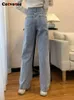 Dżinsowe dżinsy Cotvotee wysoko w pasie dla kobiet odzież Niebieskie czarne proste spodnie dżinsowe spodnie Mom Jean Baggy Pełna długość 220325