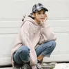 Women's Hoodies Sweatshirts Spring frisse en zoete Koreaanse trui dameshood met losse losse type verwerking 230325