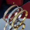 Love bangl gold plated bangle for woman designer Couple bracelet Set crystal 18K T0P quality highest counter classic style fashion luxury exquisite gift