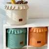 Storage Boxes Bins Lace thickened fabric storage basket Pink green yellow blue canvas storage bucket children's toy storage box P230324