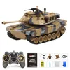 ElectricRC Car Toy M1A2 Remote Control Tank Tiger Military Model Vibrating Smoking Bullet 24G 3D Stereo 96V700MA Battery Children's Gift 230325