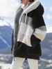 Chaquetas de mujer Abrigo de moda de invierno Casual con capucha Cremallera Ropa de mujer Cachemira Chaqueta de mujer Costura Abrigos a cuadros 230325