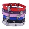 Collari per gatti Guinzagli Collare in pelle PU alla moda Fascino fiore con strass Cristallo borchiato per gatti Forniture per cani di piccola taglia