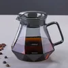 Kaffefilter Glass Diamond Coffee Pot Sharing Pot Filter Cup Set Hushållen Handbryggd Häll över glas Makers Server Dripper Gray 230324