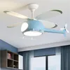 シャンデリアチャイルドレンズファンフィクスチャーボーイズガールズベッドルーム飛行機の天井明るい装飾的な屋内LEDリモコン