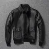 Herrläder faux yrclassic Air Force A2 Style äkta läderrockar Bomber Cowhide Jacket Super Sales 230324