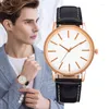 Montres-bracelets Montres pour hommes Top Ultra-mince Montre Hommes Alliage Boîtier En Cuir Montre-Bracelet Horloge Relogio Masculino