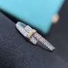 Tiffniyylise Band Pierścienie luksusowe projektanty kobiety crossover srebro z diamentowym prezentem moda róża klasyczna pudełko biżuterii
