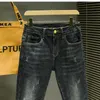 Heren jeans ontwerper Hong Kong high-end geborduurd water spook groene jeans Europese versie mannen strekken slanke broek ohy7