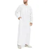 Ethnic Clothing 2023 Arabic Style Simple Long Men's Hooded Shirt With Pocket Muslim Robe Men Islamic