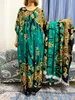 Etniska kläder muslimska abayor för kvinnor Dubai Loose Maxi Embroider Robe Femme Musulmane African O-Neck Floral Dress with Big Scarf 230325