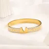 Bracelets Women Bangle Europe America Fashion Style Designer Bracelet Crystal Gold Plated Stainless Steel Wedding Perfect Love Gift Jewelry